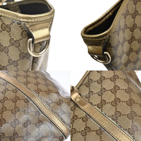 GUCCI Crystal GG Pattern Shoulder Tote Bag Coating Canvas Leather Brown 30YH545 - Picture 9 of 16
